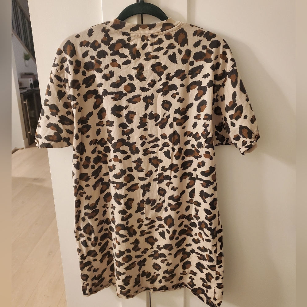 Brunette the Label-Leopard Print T-Shirt Dress/Tunic T Super Soft Sz.XS Oversize